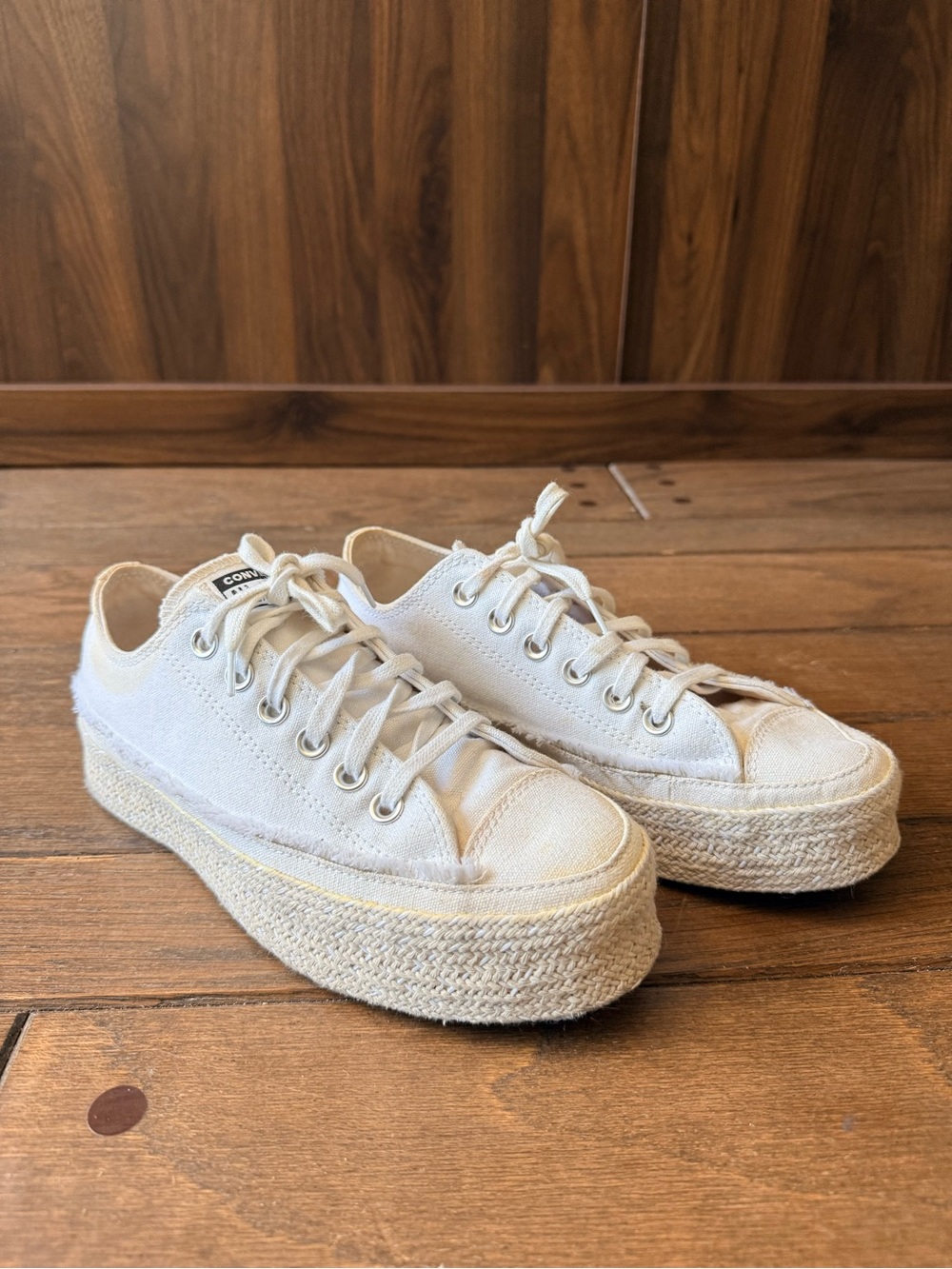 Converse All Star Lift Espadrille Platform Sneakers White Canvas Women’s 7